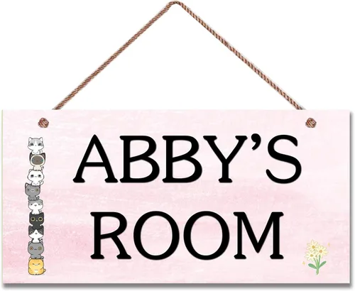 Vista 21 de Letreros personalizados de animales de dibujos animados para la cueva de hombrecito, letrero de gatos lindos, letrero personalizado para habitación