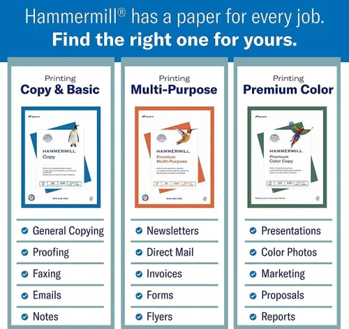 Vista 3 de Hammermill Papel para impresora, papel de copia de 20 libras, 8.5 x 14 - 1 resma (500 hojas) - 92 brillante, fabricado en los Estados Unidos, 105015R