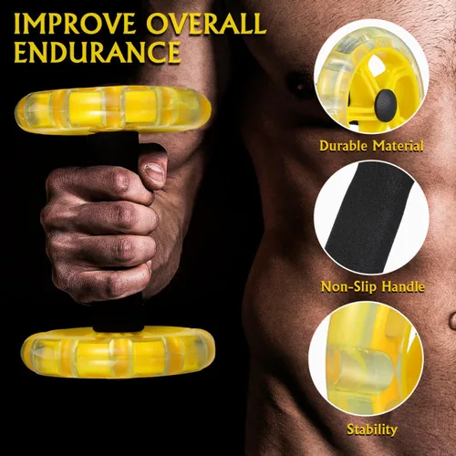 Vista 5 de Kisangel Juego de ruedas de doble Ab Roller para entrenamiento de núcleo, equipo de ejercicio abdominal portátil con agarre de espuma para gimnasio