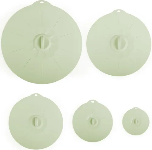 Vista 7 de Paquete de 4 tapas de silicona de 3.9 pulgadas para tazas, tazones, platos, sartenes, cubierta para salpicaduras de microondas, recipientes