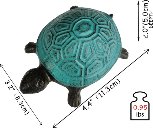 Vista 6 de BSTGIFTS - Ocultador de llaves de hierro fundido con forma de tortuga - Juego de llaves de repuesto y decoración de jardín - Caja de baratijas