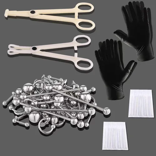 Vista 3 de LOYAL BOOK Kit de 104 piezas de Piercing 14G16G Kit de Piercing para todos los piercings (color acero inoxidable)