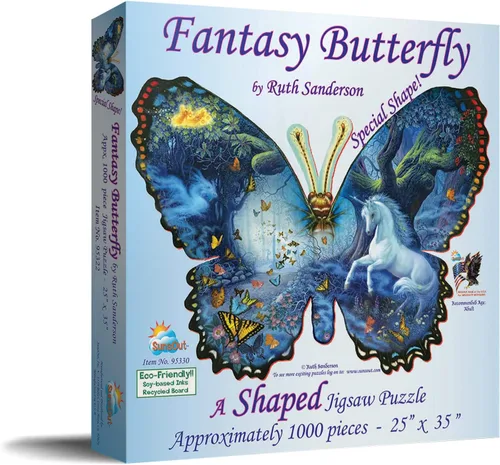 Vista 2 de Sunsout Fantasy Butterfly en forma de SOI95330, tamaño: 1000pc, 25x35 pulgadas