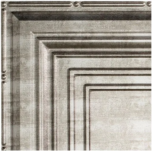 Vista 15 de FASÄDE Panel de techo decorativo de vinilo decorativo de 2 x 4 pies de estilo tradicional / patrón 3 en aluminio cepillado (paquete de 5)