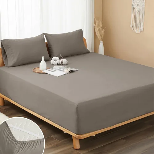 Vista 17 de Sábana bajera ajustable de 100 % algodón percal, con bolsillo profundo de 8 a 15 pulgadas, sábana bajera transpirable, suave y nítida solo con 4