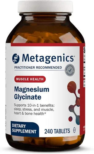 Vista 9 de Metagenics Glicinato de magnesio - Suplemento de magnesio altamente absorbible para dormir, aliviar el estrés y la relajación muscular* - Apoya
