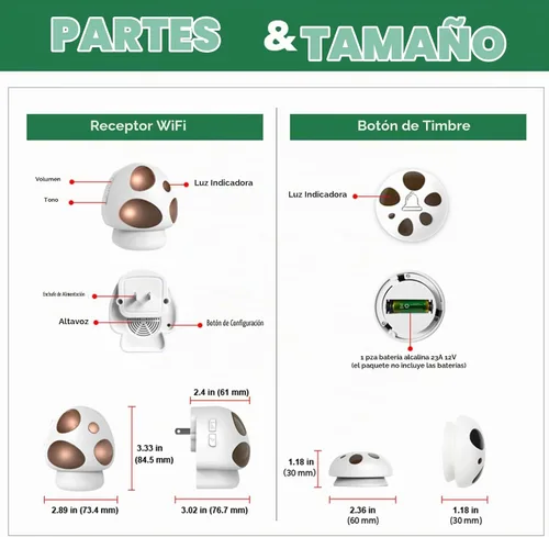 Vista 8 de Timbre inalámbrico HTZSAFE, 35 campanillas, 1 receptor + 1 transmisor