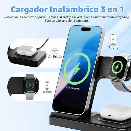 Vista 4 de Estación de carga inalámbrica para dispositivos Apple, soporte de cargador