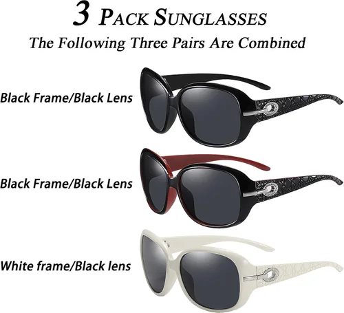 Vista 3 de Gafas de sol polarizadas para hombres y mujeres, protección UV400, deportes, conducción, pesca, paquete de 3