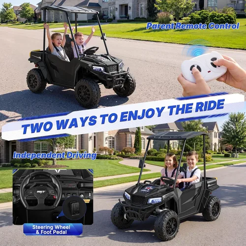 Vista 6 de Carrito de golf para niños de 24 V, carrito de golf para niños de 800 W con Negro