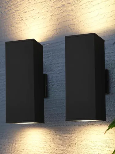 Vista 11 de LEONLITE Paquete de 2 luces de pared cilíndrica para exteriores de 12