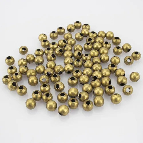 Vista 15 de (R) Cuentas de metal lisas y redondas de bronce envejecido de 8 mm, 200 piezas