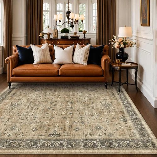 Vista 109 de Hazo Haus – Alfombra pequeña para entrada, cocina o baño, antideslizante con base de goma, resistente a las manchas y a la decoloración, diseño