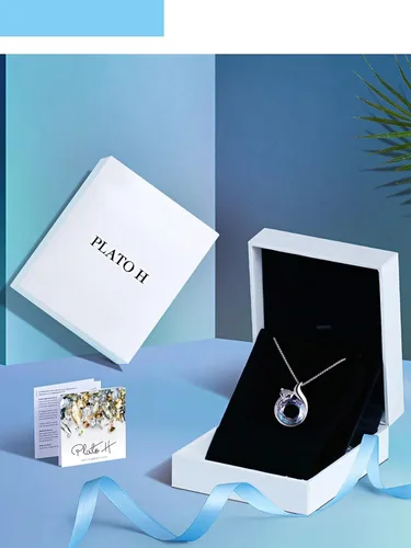 Vista 5 de PLATO H Collar de zorro de cristal lindo collar de aniversario para la cabeza y la cola para mujeres adolescentes niñas mamá regalos del día