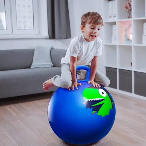 Vista 7 de ZOOJOY Hopper Ball, juguetes de salto para niños, pelota inflable de 18 pulgadas con asa para niños y niñas de 3 a 8 años, juguete inflable