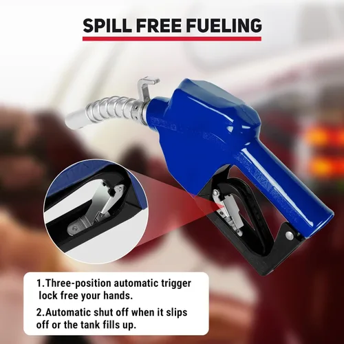 Vista 5 de Boquillas de combustible automáticas de 3/4", boquilla de transferencia de combustible con apagado automático y junta giratoria de 360°, gancho