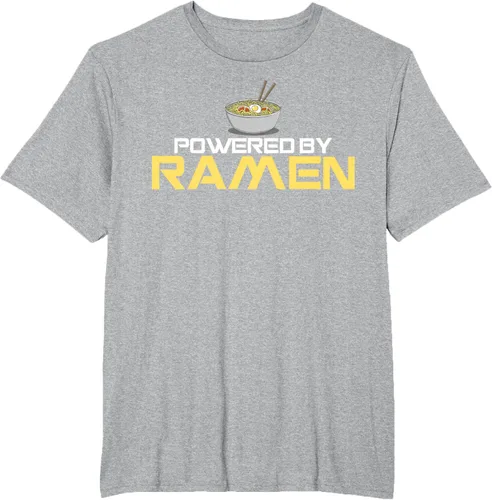 Vista 75 de Camiseta de fideos de anime japoneses Powered By Ramen, Negro, S
