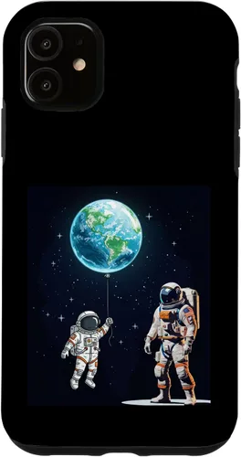Vista 8 de Astronauts in Space Parent & Child in spacesuits with Planet Case for iPhone 16