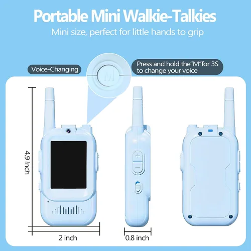 Vista 4 de Walkie Talkies de Video para Niños, Walkie Talkies Recargables para Niños Paquete de 2, Juguetes de Interior y Exterior para Juegos Fiestas