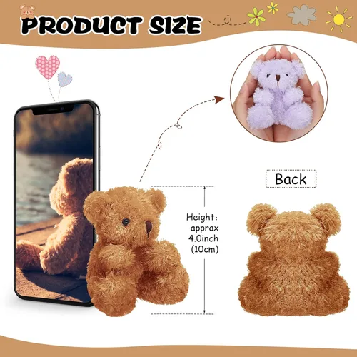 Vista 5 de Sotiff 12 piezas de mini oso de peluche de 4 pulgadas, oso de peluche a granel, llaveros de animal de Navidad, muñecas de adorno para regalo