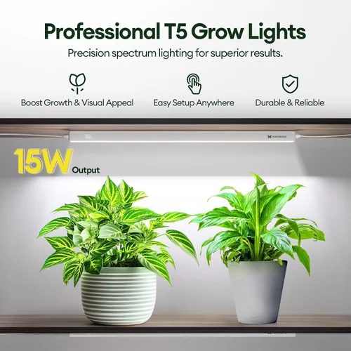 Vista 2 de Maygrove Luces de cultivo para plantas de interior de 2 pies, luz de crecimiento de espectro completo similar al sol, 5000 K, 60 W (4 x 15 W), tiras
