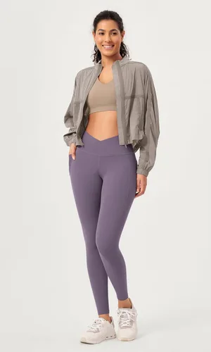 Vista 2 de ODODOS ODCLOUD - Paquete de 2 leggings suaves de cintura cruzada con bolsillos para mujer, pantalones de yoga cruzados de 2528 pulgadas