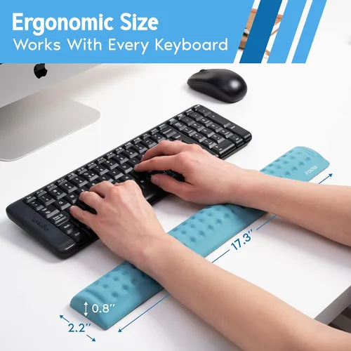 Vista 6 de i-Rocks Reposamuñecas de Espuma Viscoelástica para Teclado - Reposamuñecas que Reduce el Dolor para Teclado de Computadora - Reposamuñecas con Base