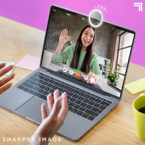 Vista 5 de SHARPER IMAGE Anillo de luz recargable con clip para selfie de 32 LED, uso multifuncional con 3 niveles de brillo ajustables, mejora las fotos