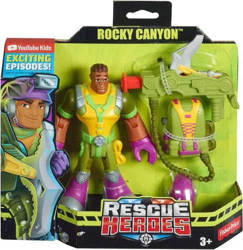 Vista 6 de Fisher-Price Rescue Heroes Rocky Canyon, figura de 6 pulgadas con accesorios