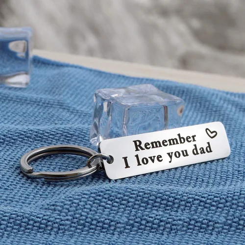 Vista 6 de XGAKWD Regalos para el día del padre de hija e hijo Llavero de joyería Remember I Love You Dad regalo de cumpleaños o Navidad para papá, plateado