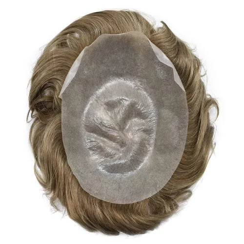 Vista 5 de Toupee - Sistema de reemplazo de cabello humano 100% europeo Remy, 0.002 in, piel ultrafina, pelo de poliuretano para hombre, línea capilar en V