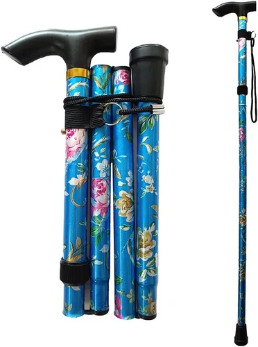 Vista 8 de Bastón plegable para mujeres y hombres mayores, palos ligeros plegables para equilibrio de personas mayores, bastones ajustables, palo y muletas