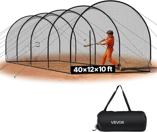 Vista 12 de VEVOR Baseball Batting Cage,Carbon Steel/Fiberglasss Portable Batting Cage
