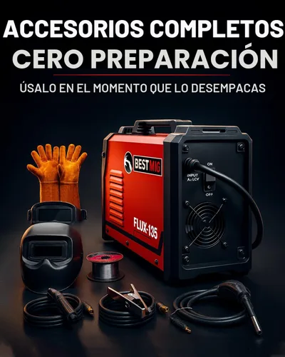 Vista 6 de BESTMIG 135A Soldador MIG - Soldador de núcleo de flujo 3 en 1, máquina de soldadura MIG/Lift TIG/Stick - Inversor IGBT portátil - 110 V con casco