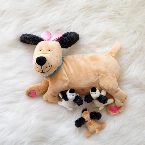 Vista 3 de Manhattan Toy Animal de peluche de perro lactante con cachorros de felpa