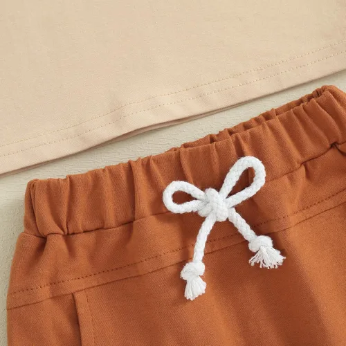 Vista 46 de Ropa de bebé niño sin mangas + pantalones cortos con estampado a rayas con bolsillos, 2 piezas de trajes de verano