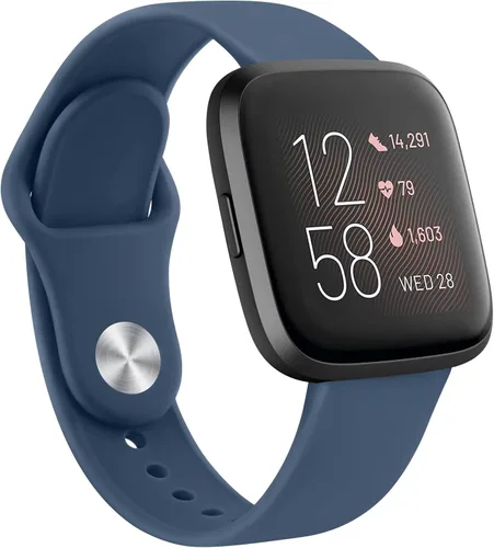 Vista 21 de AK Correas de silicona compatibles con Fitbit Versa 2, correas clásicas suaves de repuesto para reloj inteligente Fitbit Versa (azul abismo)