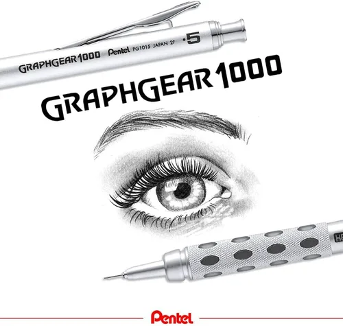 Vista 8 de Pentel Packaged Graph Gear 1000 - Lápiz de dibujo automático, 0.020 in, detalles grises, 1 lápiz (XPG1015)