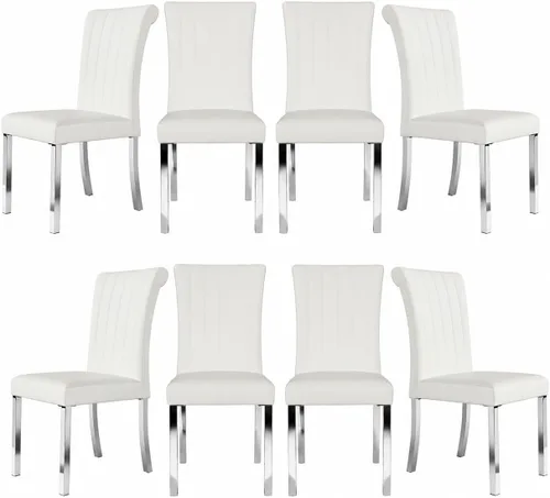 Vista 10 de Asday Upholstered Dining Chairs Set of 2, High Back Fabric Chairs, Beige Linen Fabric, High Back, Black Metal Legs