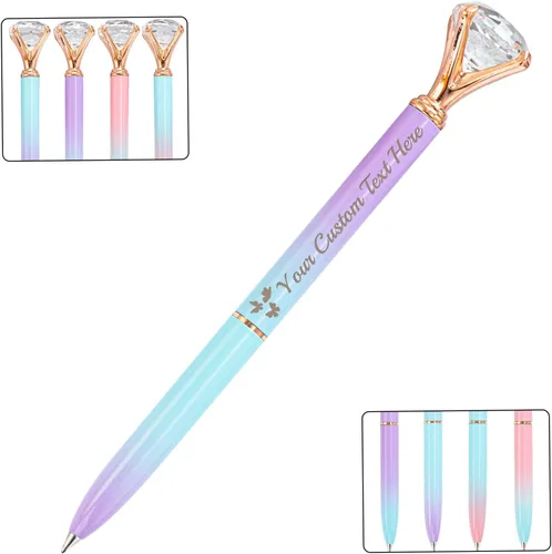 Vista 27 de STREADVE 12 bolígrafos personalizados con nombre, bolígrafo de diamante personalizado, grabado gratis, logotipo, texto, escritura suave, regalos