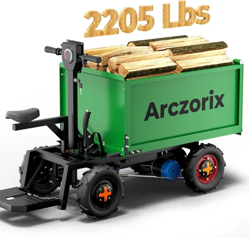 Vista 9 de [Neumáticos todo terreno] Arczorix Carretilla utilitaria 48V 20Ah Batería de plomo ácido sellada 1500W Capacidad 2205Lbs con volquete manual