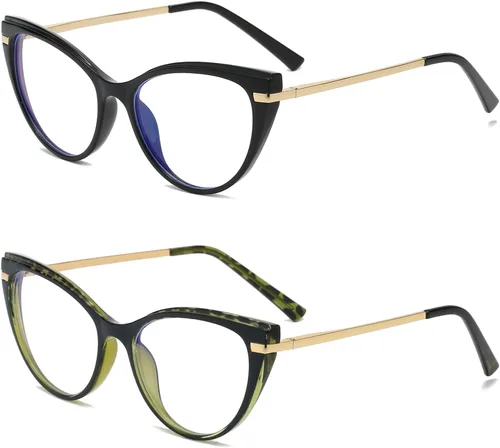 Vista 13 de LJCZKA Gafas de bloqueo de luz azul para mujer, antirojo, satrás, para computadora, ojo de gato, montura transparente