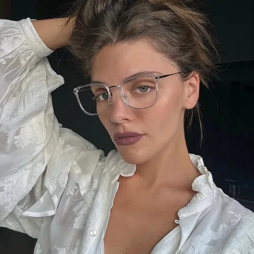 Vista 2 de GUDVUE Blue Light Blocking Glasses for Woman/Women Metal Cat Eye Ojo de gato transparente