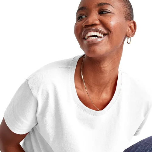 Vista 6 de Hanes Paquete de camisetas de gran tamaño para mujer, camiseta de algodón para mujer, ajuste relajado, paquete de 3
