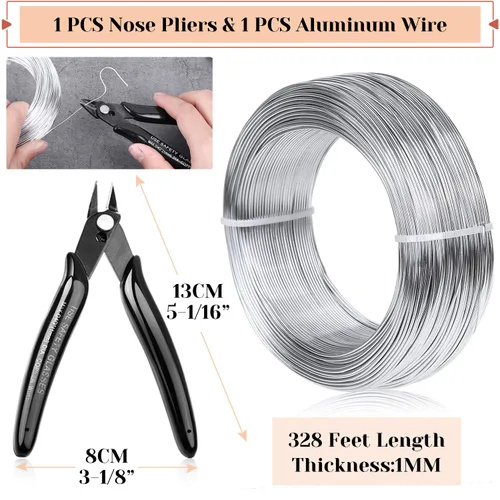 Vista 3 de Alambre de aluminio de calibre 18 para hacer joyas, alambre de metal de 328 pies armadura alambre flexible para árboles bonsái, esculpir, Plata