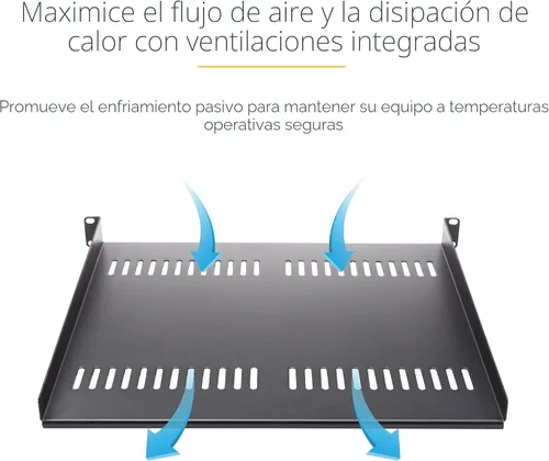 Vista 3 de StarTech Estante para rack de servidores de 2U - Bandeja voladiza universal ventilada para montaje en rack y gabinete de equipo de red de 19