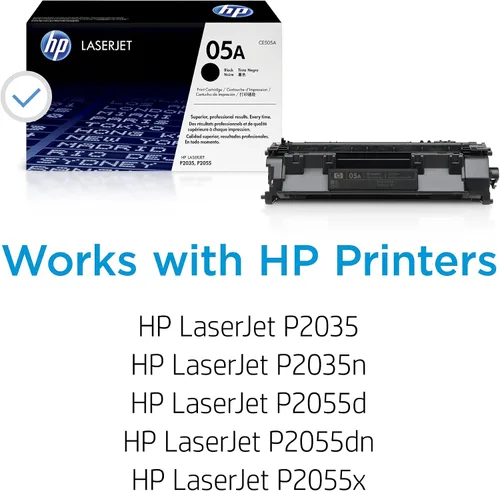 Vista 2 de HP 05A Cartucho de tóner negro Funciona con LaserJet P2035, serie P2055 CE505A