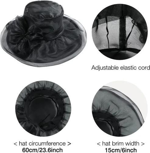 Vista 7 de Lawie Sombrero de fiesta de té para mujer y niña, sombrero de iglesia, funerario, cóctel, Pascua, organza británica, velo, sombrero de vestir