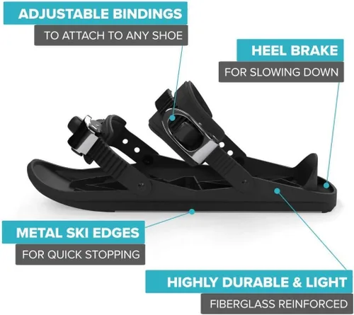 Vista 7 de Snowfeet X - Mini Patines de Esquí Corto para Snow Pro Versión Esquís para Zapatos de Invierno Patines de nieve cortos Snowblades Skiboards