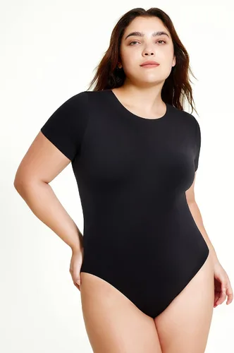 Vista 4 de ALGALAROUND Body de manga corta de doble capa para mujer, camisetas básicas